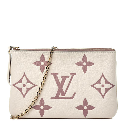 Louis Vuitton Empreinte Monogram Giant Double Zip Pochette Creme Bois De Rose 1 of 9