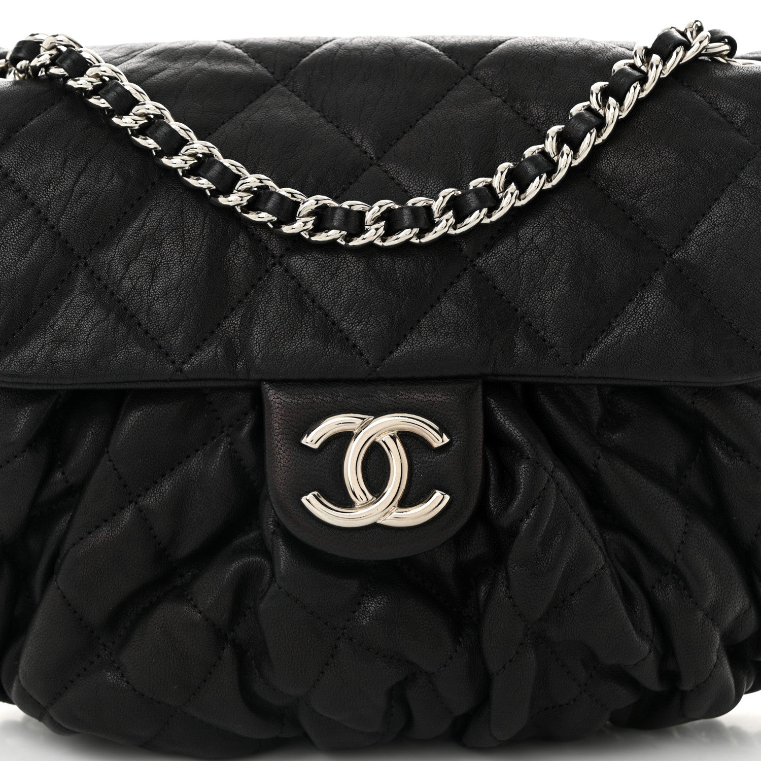 Chanel Washed Lambskin Quilted Medium Chain Around Messenger Black 8 of 11
