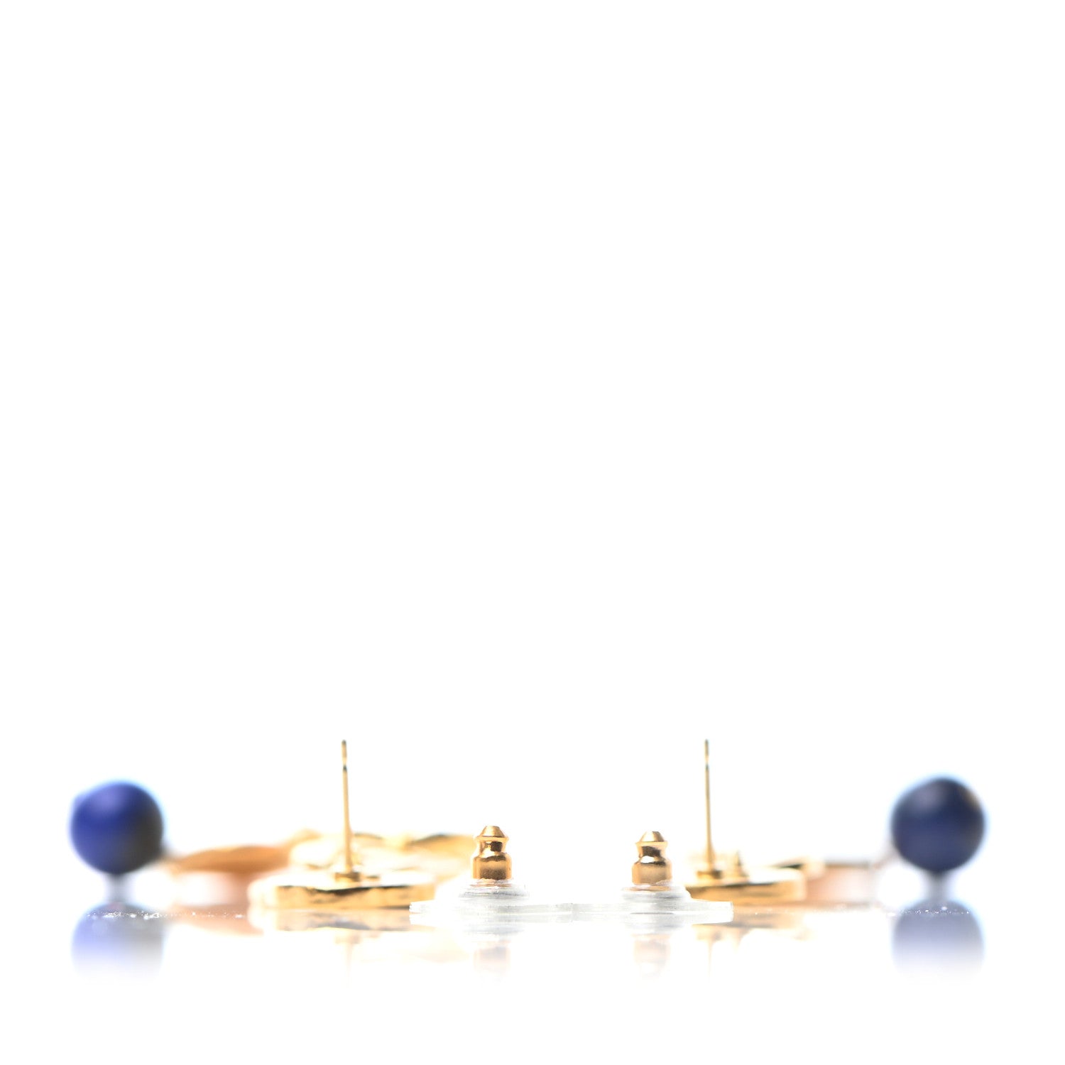 Chanel Pearl Crystal Logo Drop Earrings Gold 3 of 4
