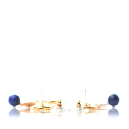Chanel Pearl Crystal Logo Drop Earrings Gold 3 of 4