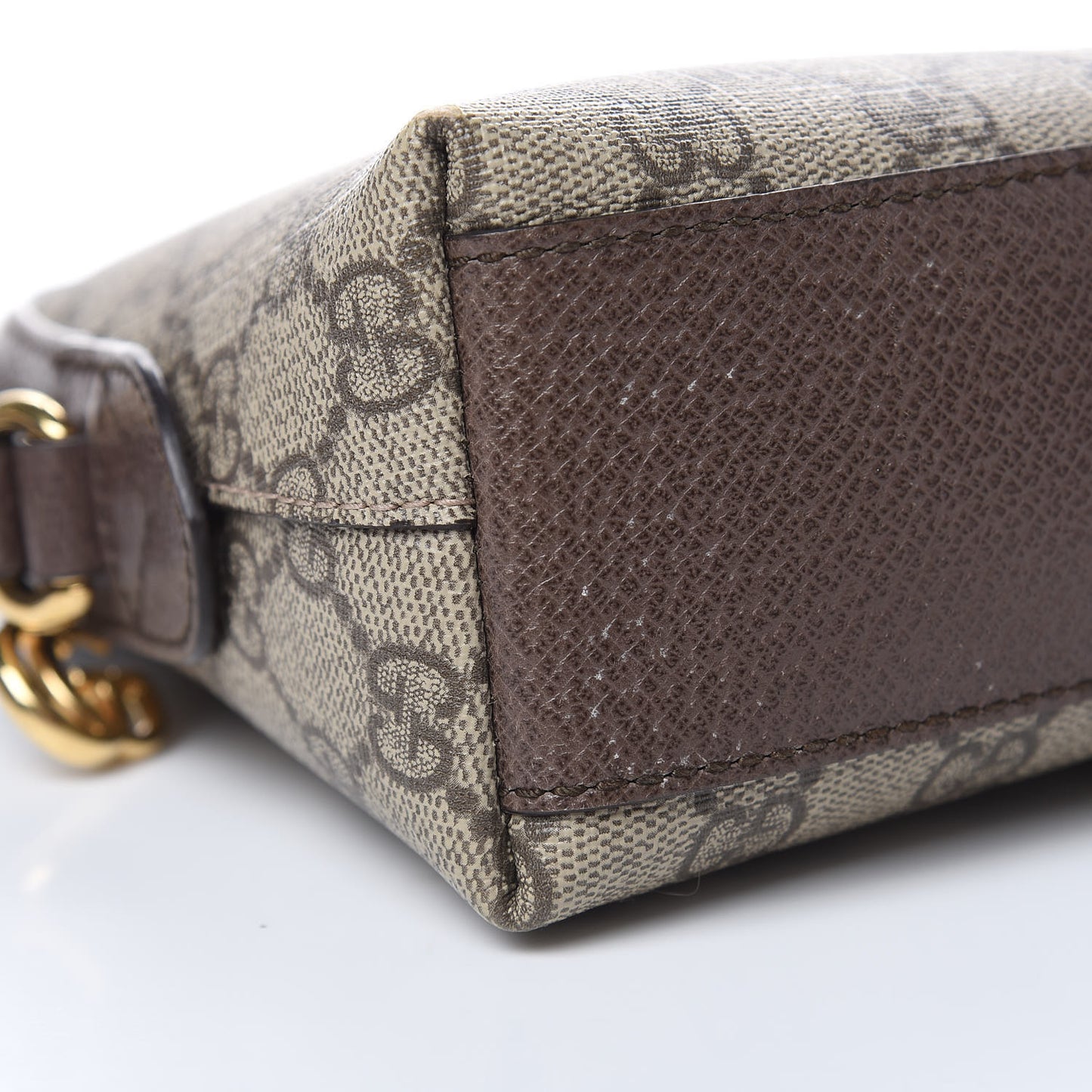 GG Supreme Monogram Textured Dollar Calfskin Web Small Ophidia Dome Shoulder Bag Beige Ebony New Acero