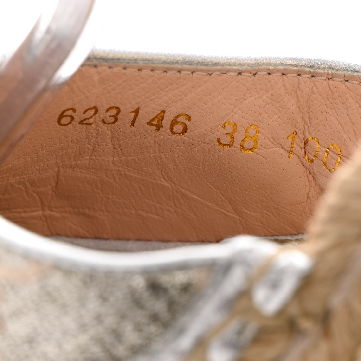 Gucci Lame GG Monogram Ankle Wrap Platform Espadrille Wedges 38 Silver Beige Light Grey 6 of 9