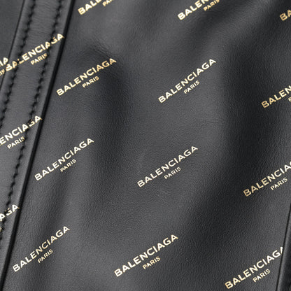 Balenciaga Calfskin Allover Logo Medium Bazar Shopper Tote Black Gold 10 of 10