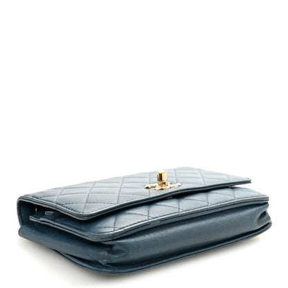 Chanel Lambskin Quilted Trendy CC Wallet On Chain WOC Blue 4 of 12