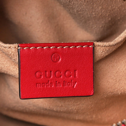 Gucci Calfskin Matelasse Mini GG Marmont Chain Shoulder Bag Hibiscus Red 6 of 13