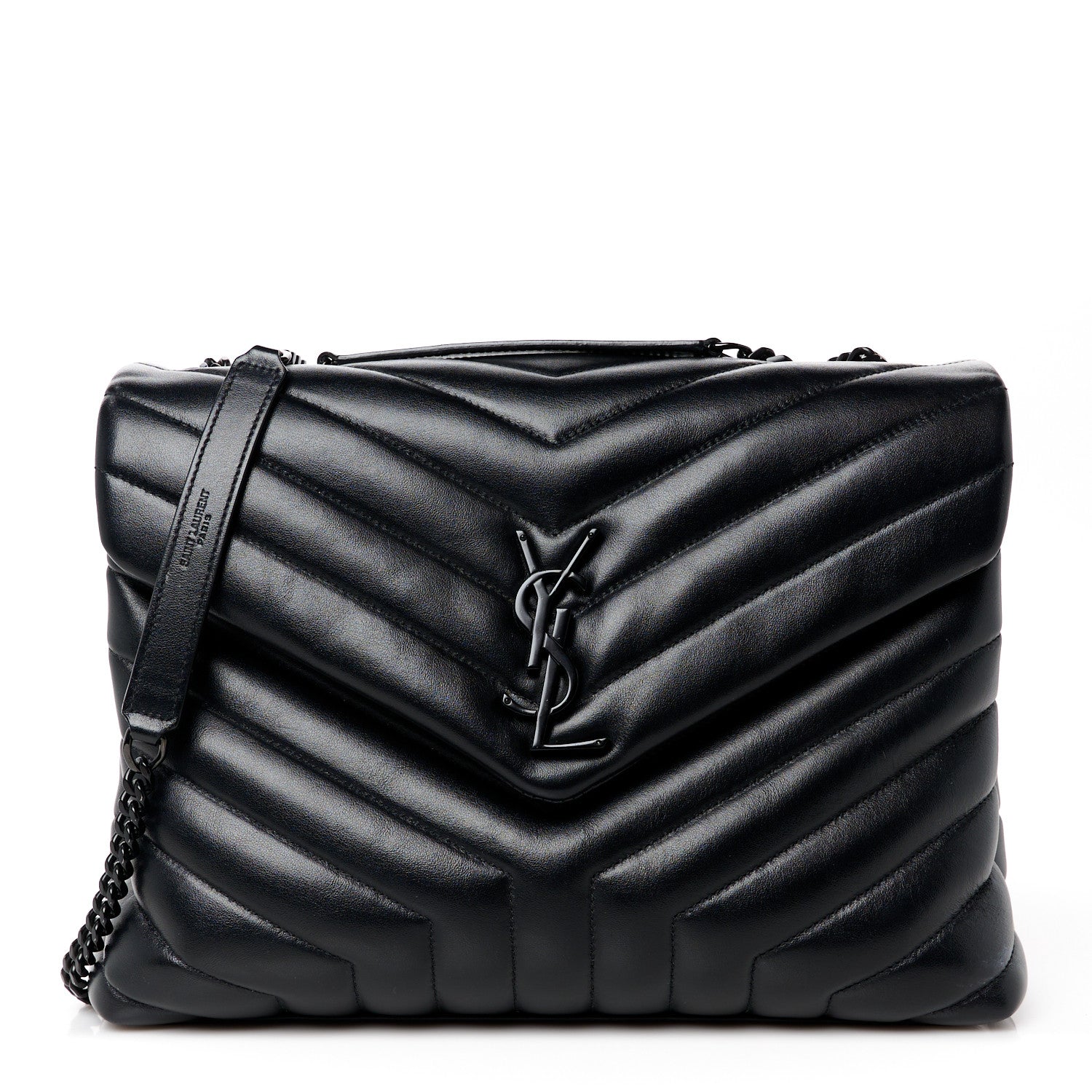 Saint Laurent Calfskin Y Quilted Monogram Monochrome Medium Loulou Chain Satchel Black 1 of 12