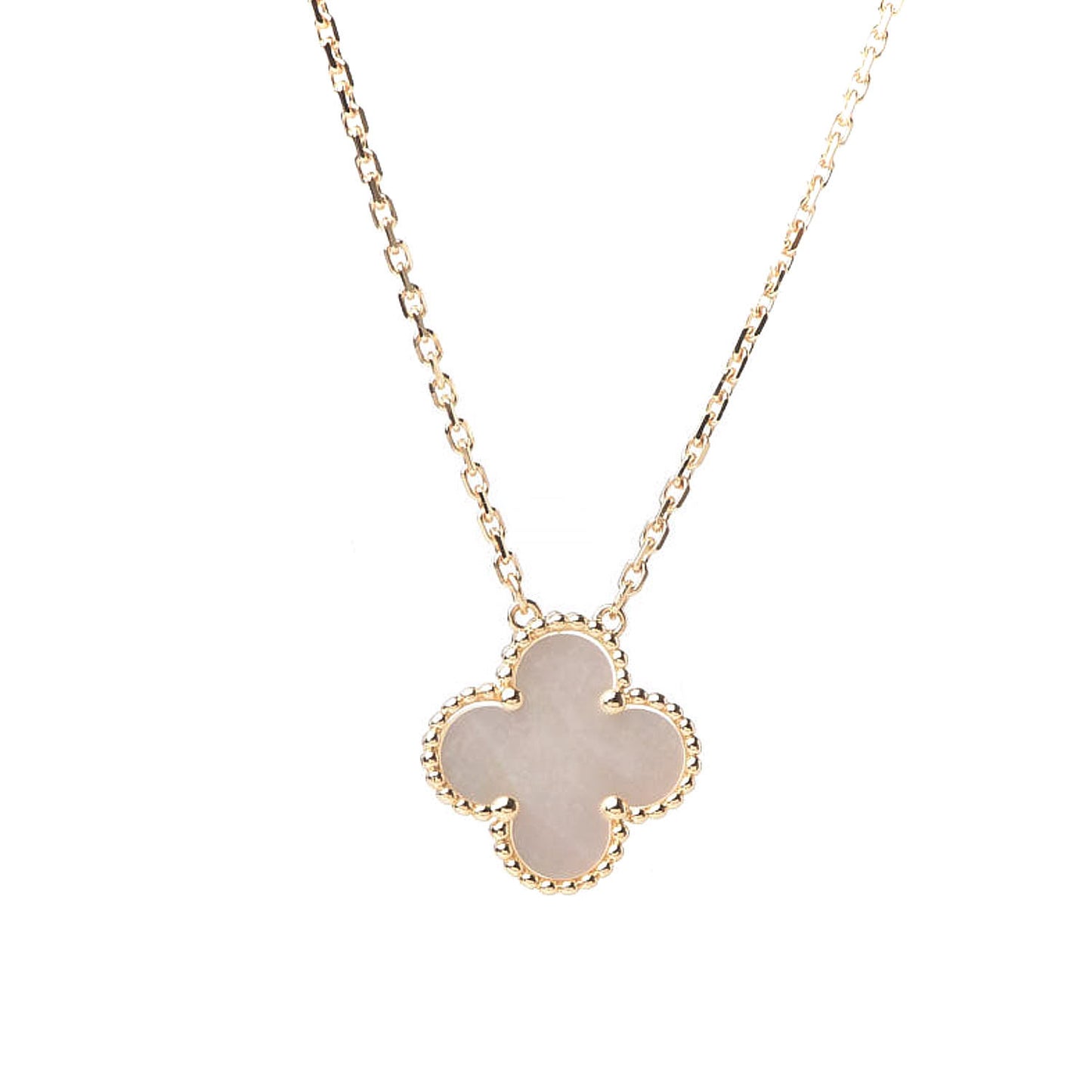 18K Yellow Gold Mother of Pearl Vintage Alhambra Pendant Necklace