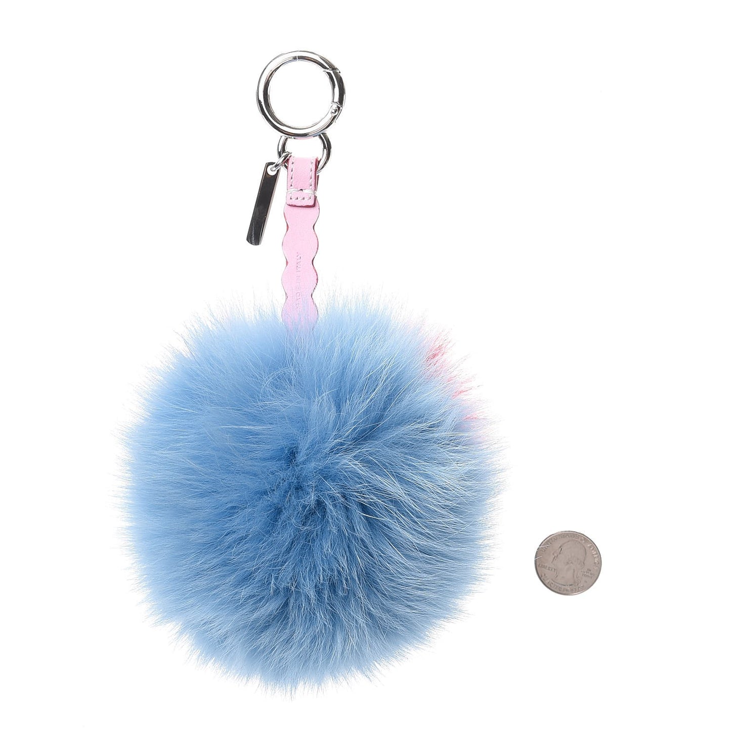 Fox Fur Vitello Dolce Heart Studded Pom Pom Bag Charm Nebula Rosso
