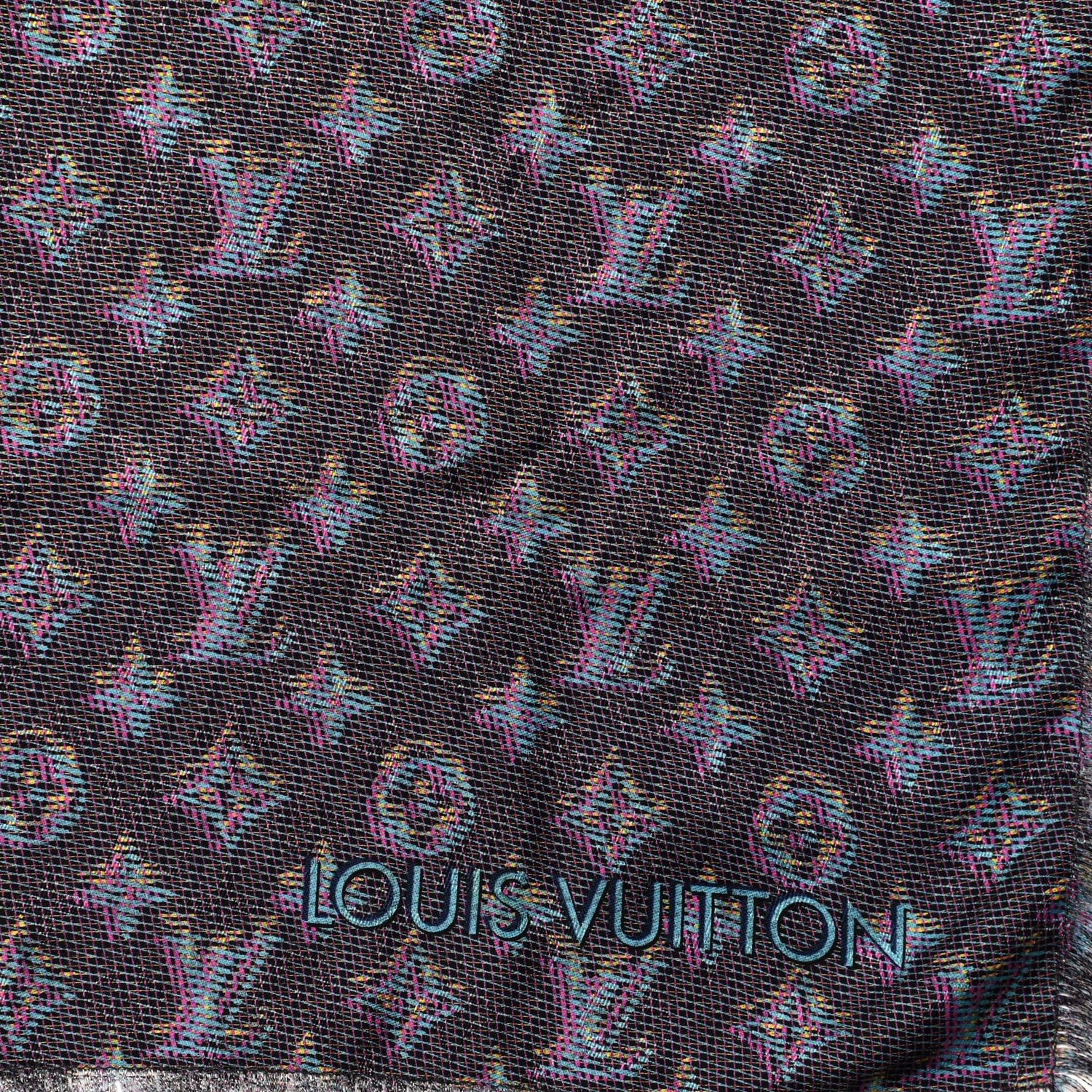 Louis Vuitton Wool Silk Monogram LV Pop Shawl Blue 2 of 5