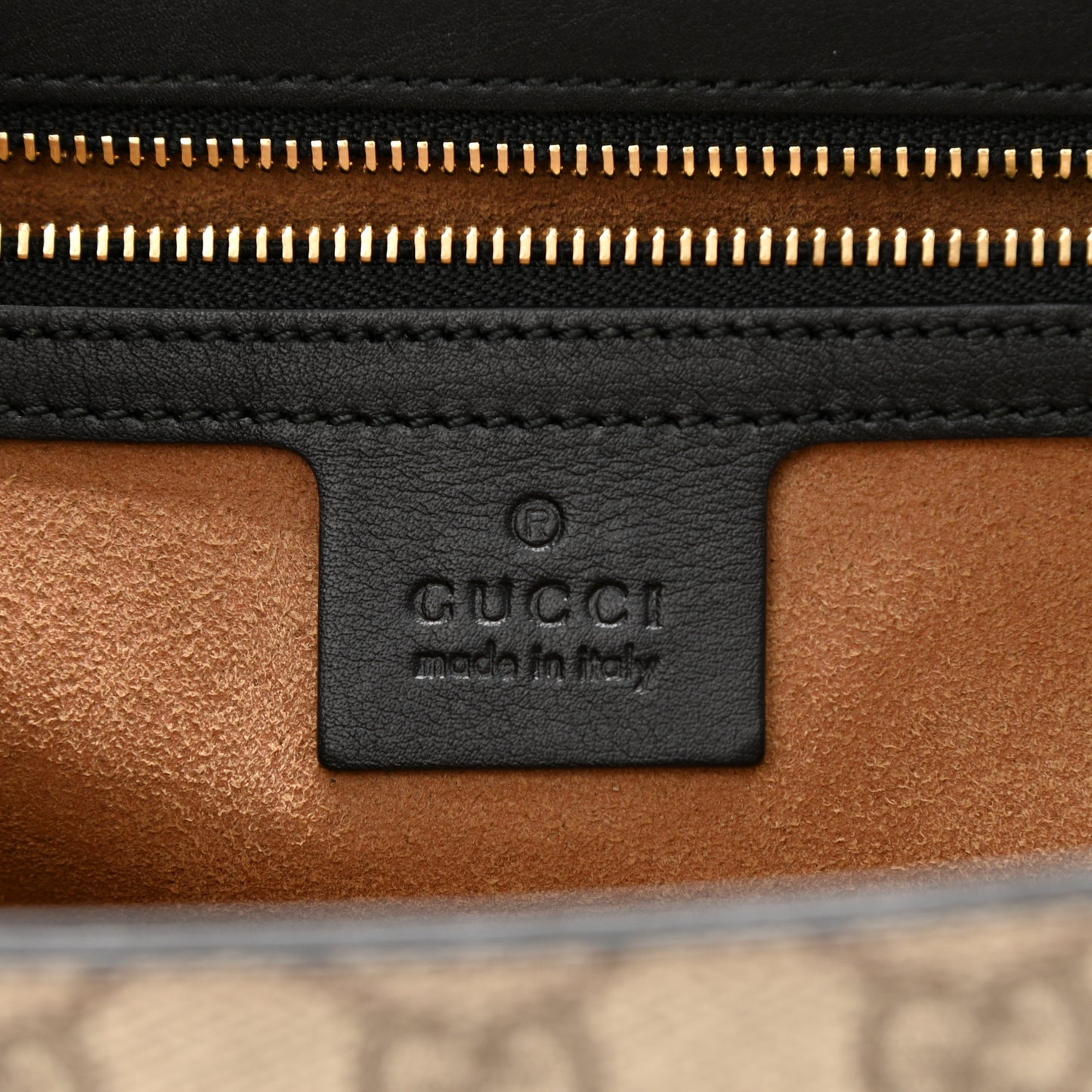 GG Supreme Monogram Calfskin Medium Padlock Shoulder Bag Beige Black Cuir