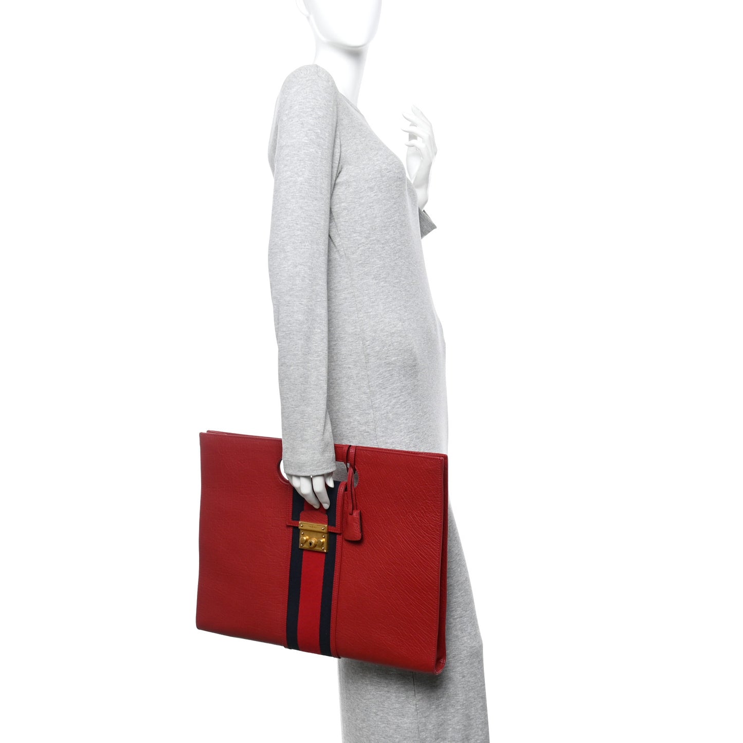 Calfskin Web Padlock Tote Red