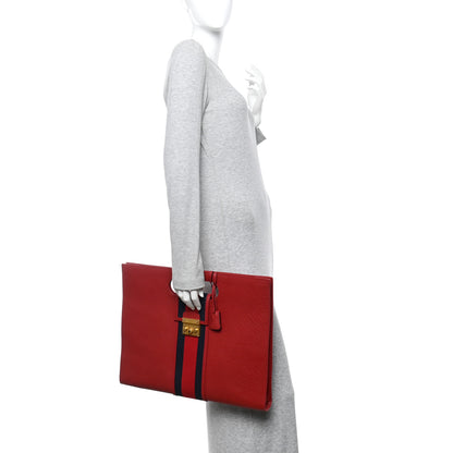 Gucci Calfskin Web Padlock Tote Red 2 of 10