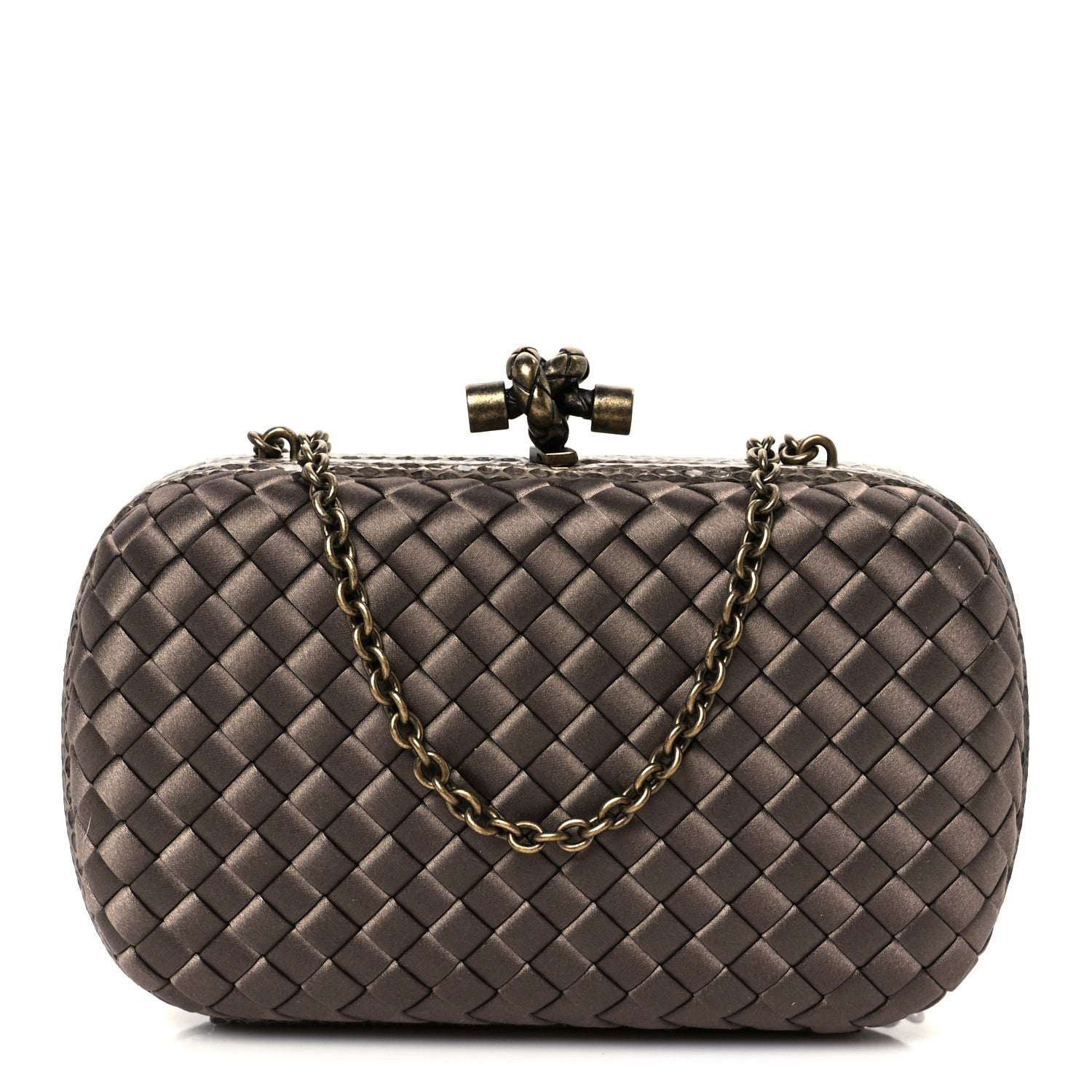 Bottega Veneta Satin Intreccio Impero Ayers Chain Knot Taupe 1 of 9