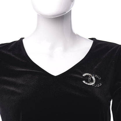 Chanel Lambskin Baguette Crystal CC Brooch Black Silver 2 of 5