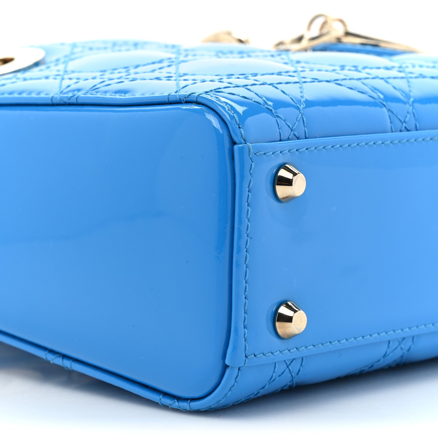 Christian Dior Patent Cannage Mini Lady Dior Blue 9 of 9