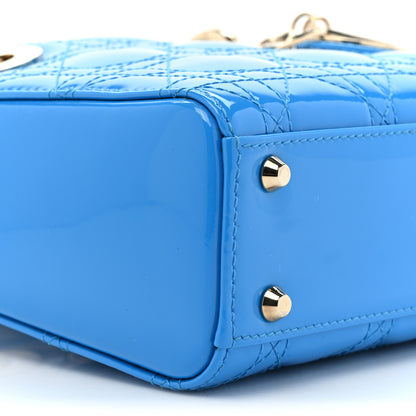 Christian Dior Patent Cannage Mini Lady Dior Blue 9 of 9