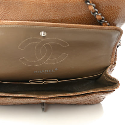 Chanel Crinkled Patent Quilted Medium Double Flap Brown 9 of 19