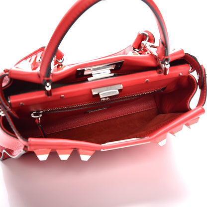 Fendi Vitello Seta Studded Medium Peekaboo Iconic Satchel Fiamma 6 of 8
