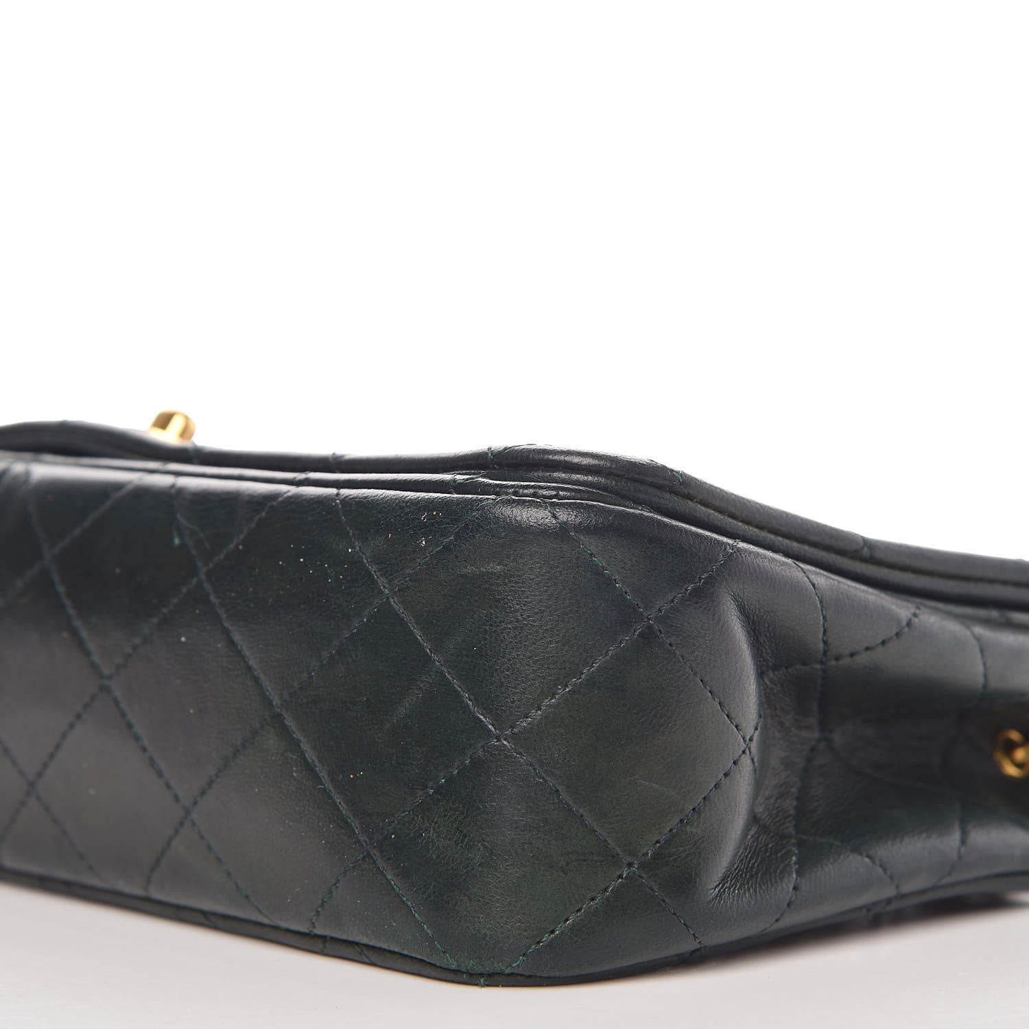 Chanel Lambskin Quilted Small Single Flap Dark Green 13 of 14
