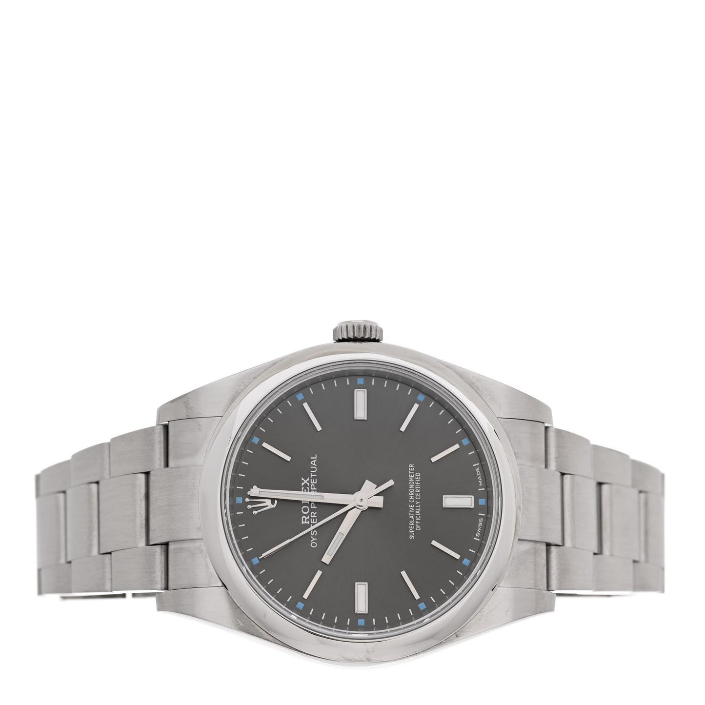 Stainless Steel 39mm Oyster Perpetual Watch Rhodium 114300