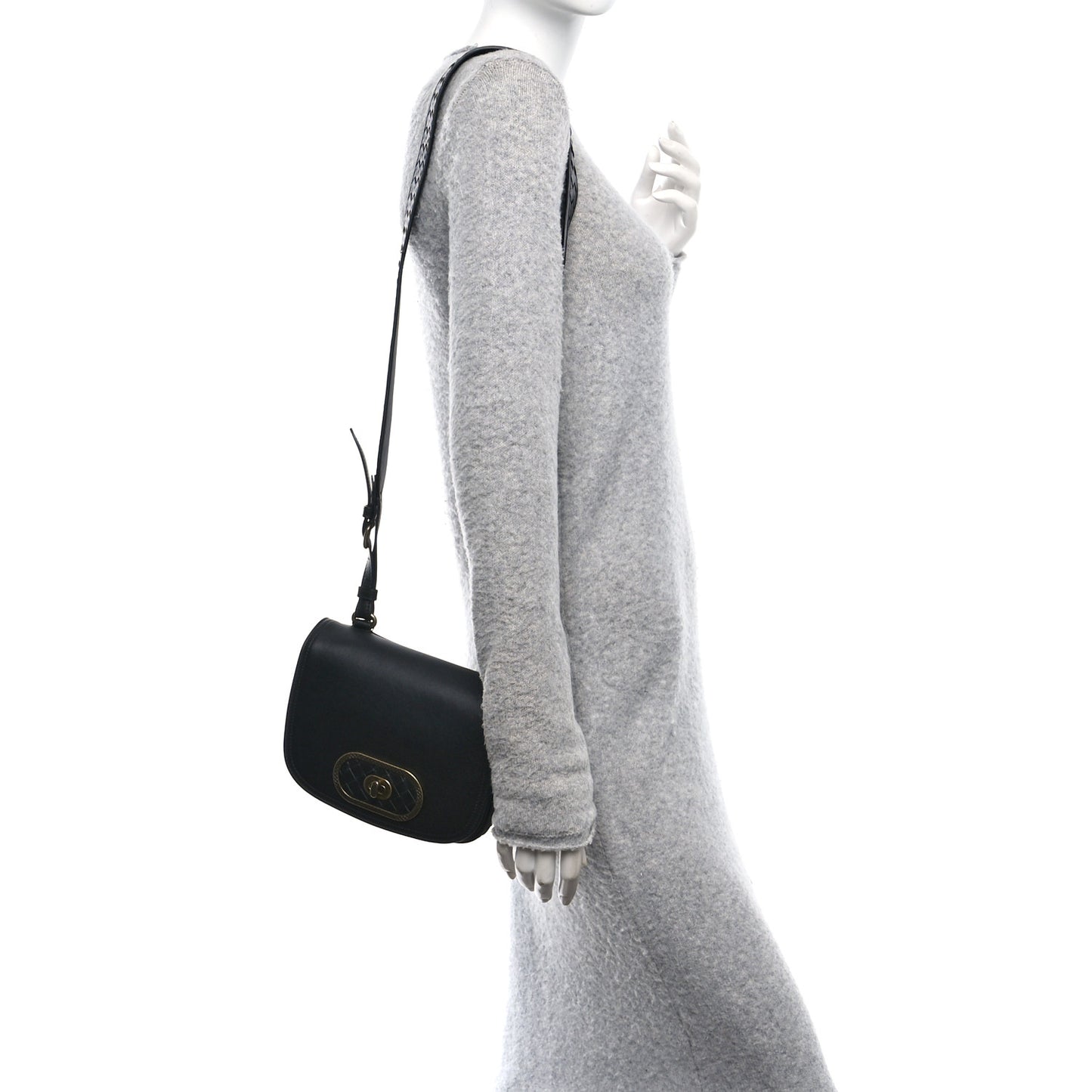 Nappa Intrecciato BV Luna Shoulder Bag Black