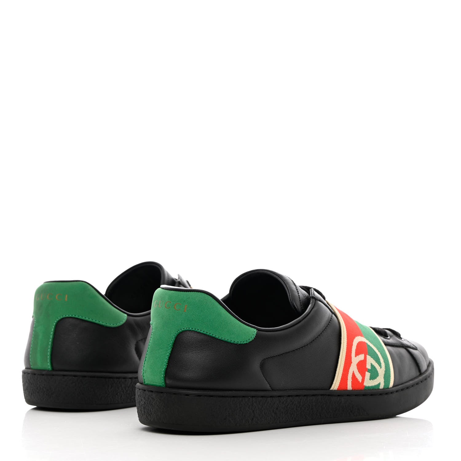 Gucci Calfskin Web Interlocking G Mens Ace Sneakers 9 Black 4 of 15