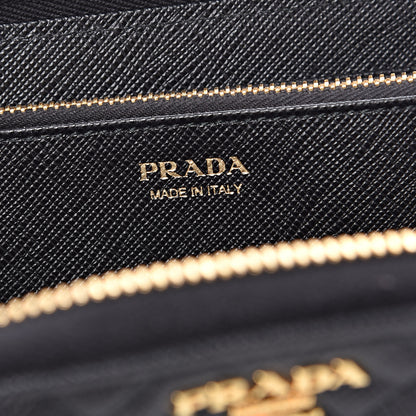 Prada Saffiano Quilted Zip Around Wallet Black 6 of 8