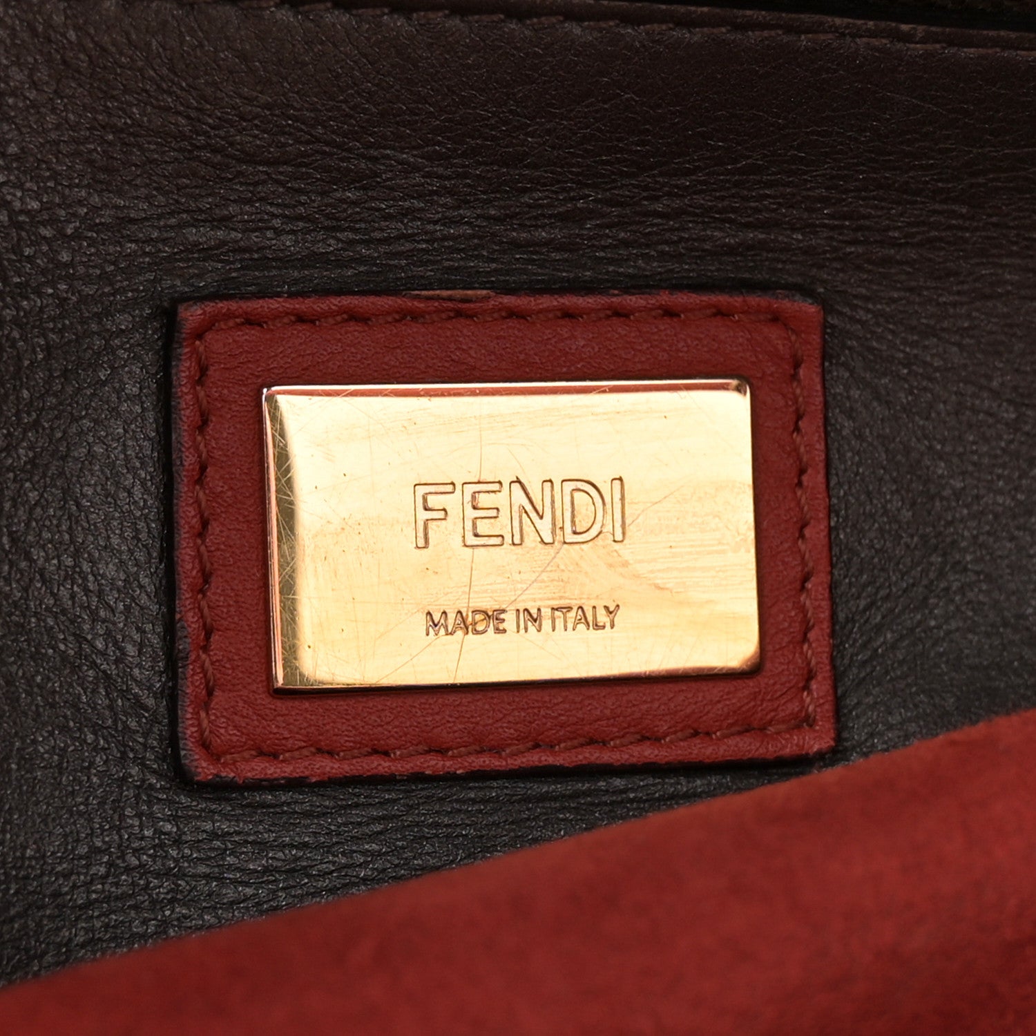 Fendi Vitello Suede Large Peekaboo Iconic Satchel Terra di Siena 6 of 15