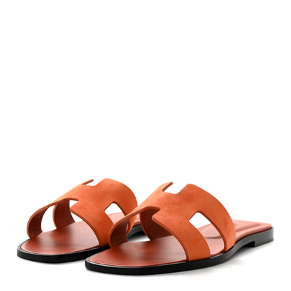 Hermes Suede Goatskin Oran Sandals 40 Orange 3 of 9