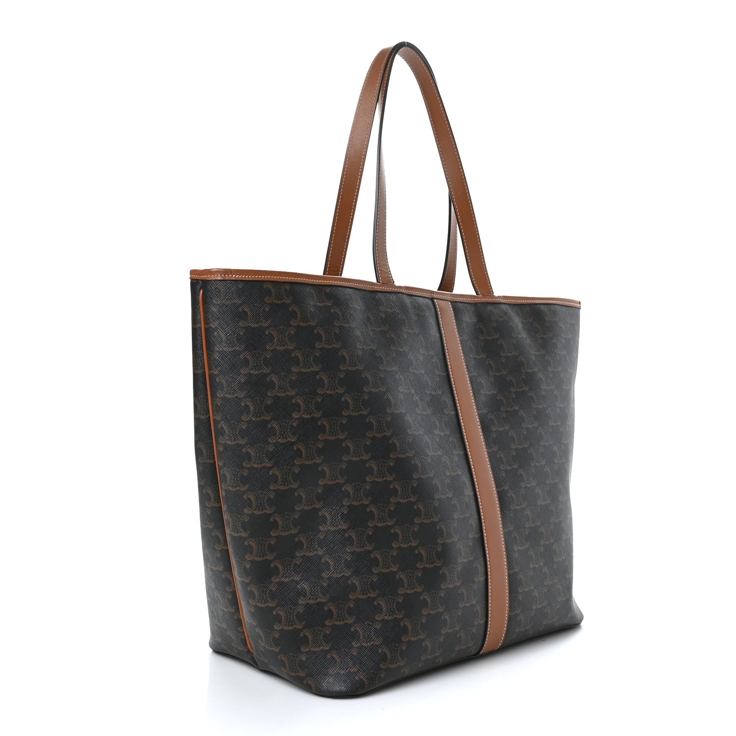 Celine Triomphe Canvas Calfskin Medium Cabas Bag Tan 3 of 10