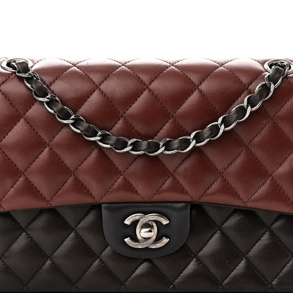 Chanel Lambskin Quilted Tri-Color Medium Double Flap Burgundy 8 of 10