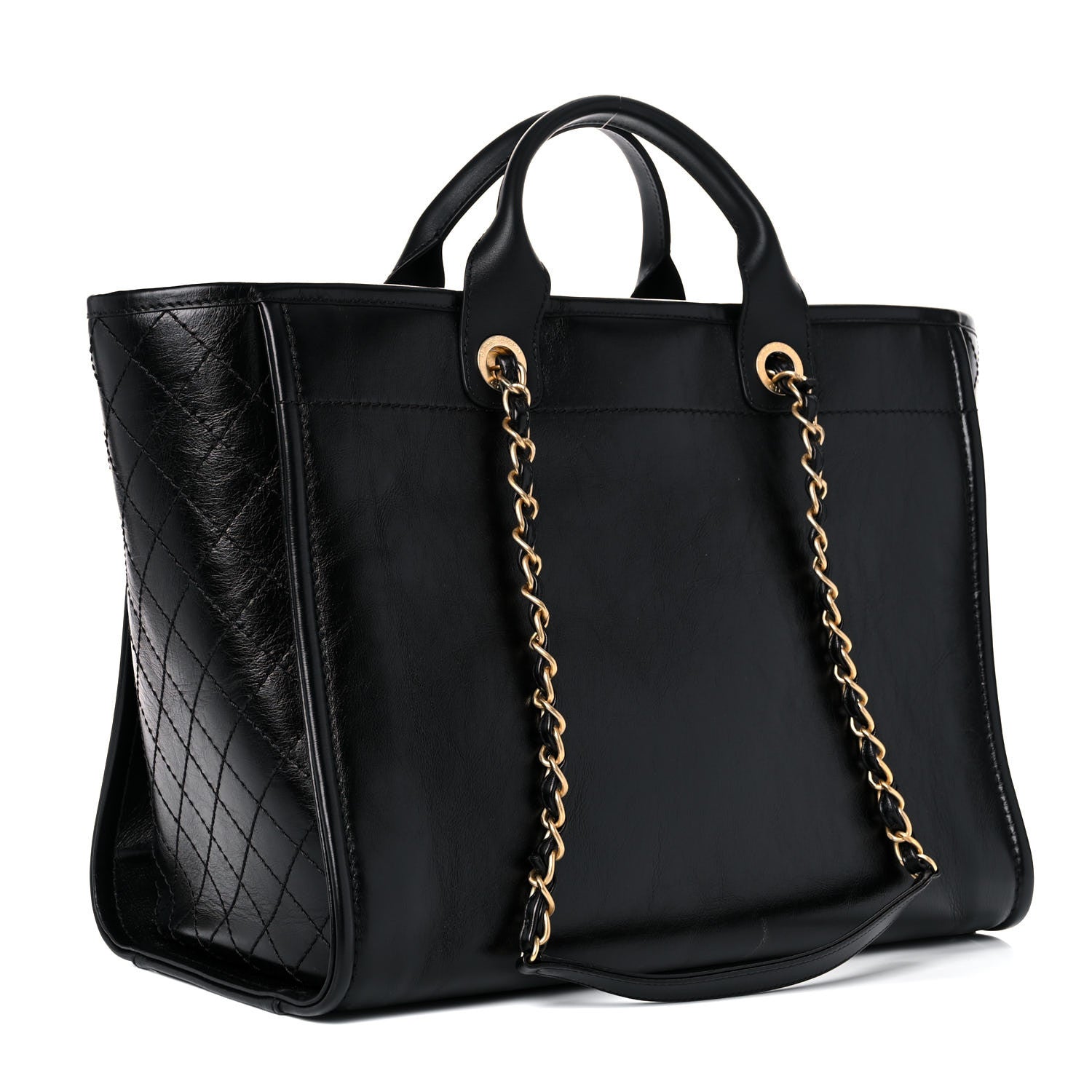 Chanel Aged Calfskin Medium Charms Deauville Tote Black 3 of 16