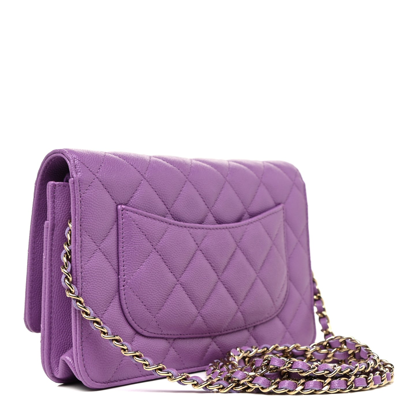 Caviar Quilted Wallet On Chain WOC Purple