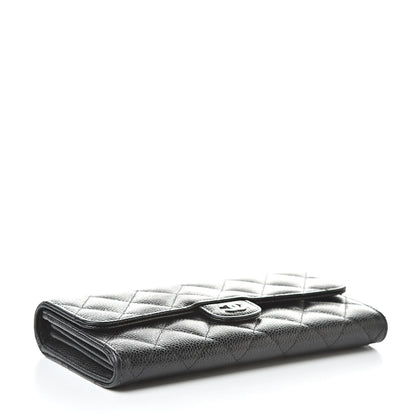 Chanel Caviar Quilted Large Flap Gusset Wallet Black 4 of 10