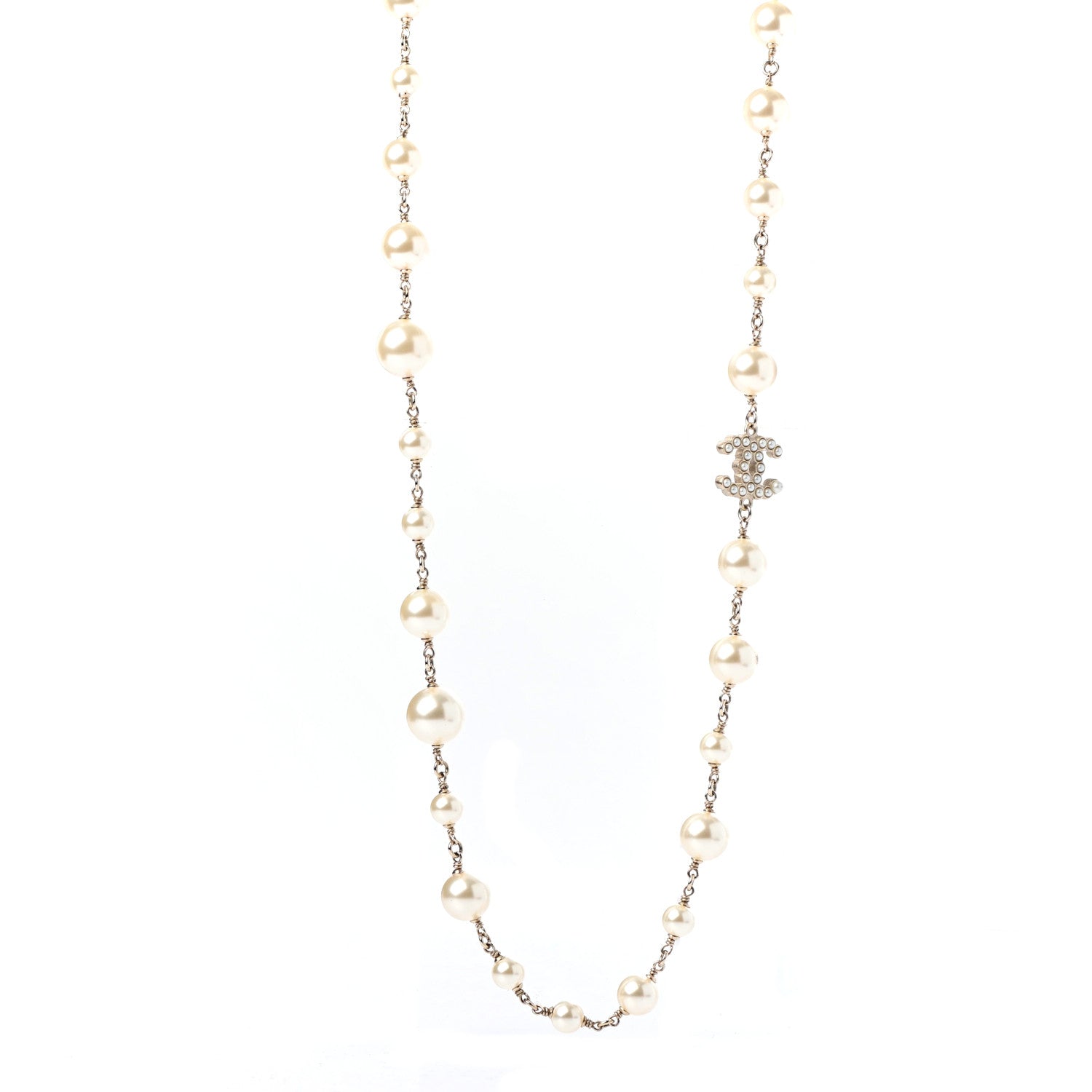 Chanel Graduated Pearl CC Long Necklace Gold 1 of 4