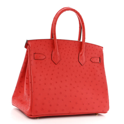 Hermes Ostrich Birkin 30 Rouge Vif 3 of 14