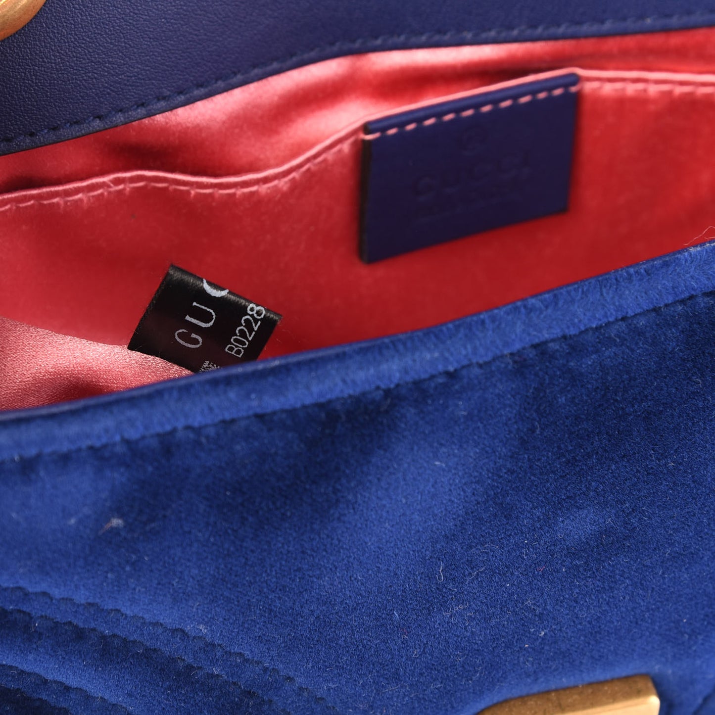 Velvet Matelasse Mini GG Marmont Shoulder Bag Cobalt Blue