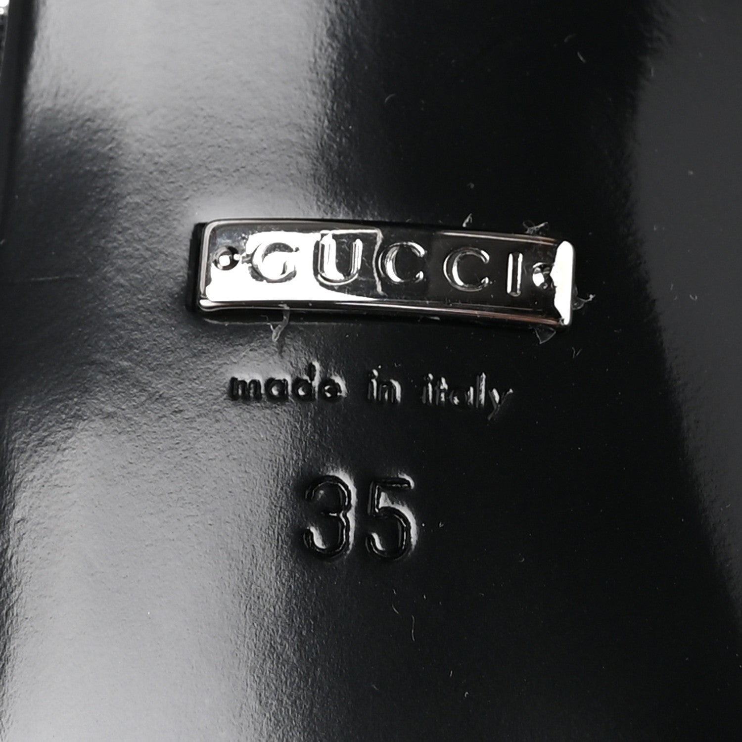 Gucci Tela Retino Kid Scamosciato Crystal GG Monogram Square G 95mm Slide Sandals 35 Black 8 of 8