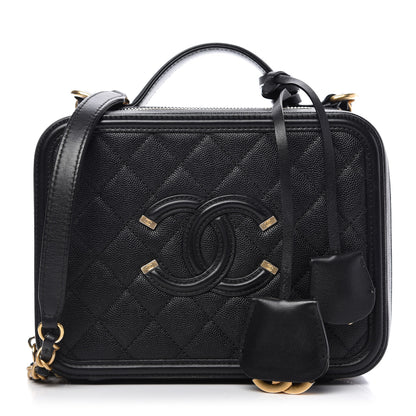 Chanel Caviar Quilted Medium CC Filigree Vanity Case Black 1 of 10