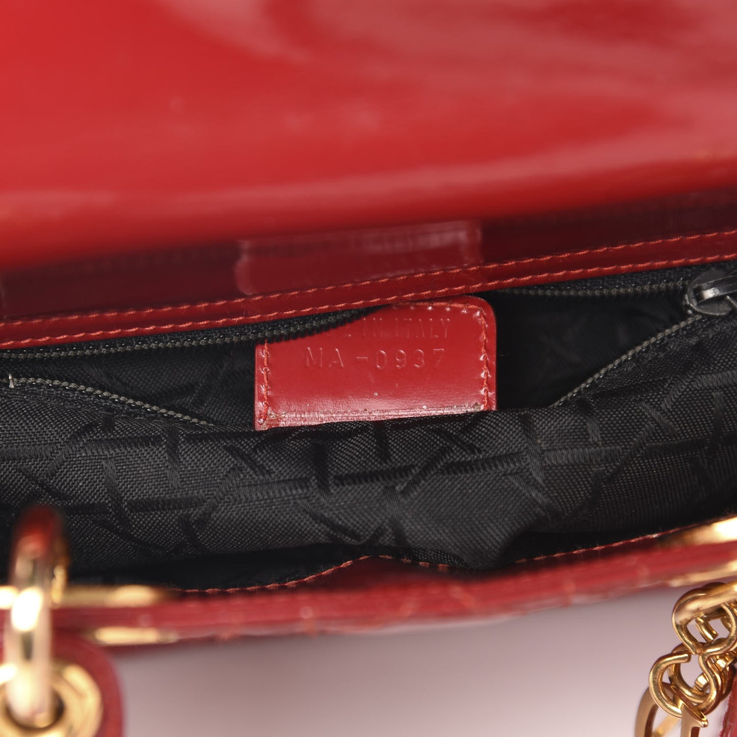 Patent Cannage Mini Lady Dior Red