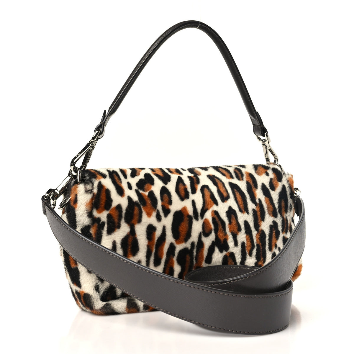 Fendi Calf Hair Leopard Print Baguette Moro 2 of 9