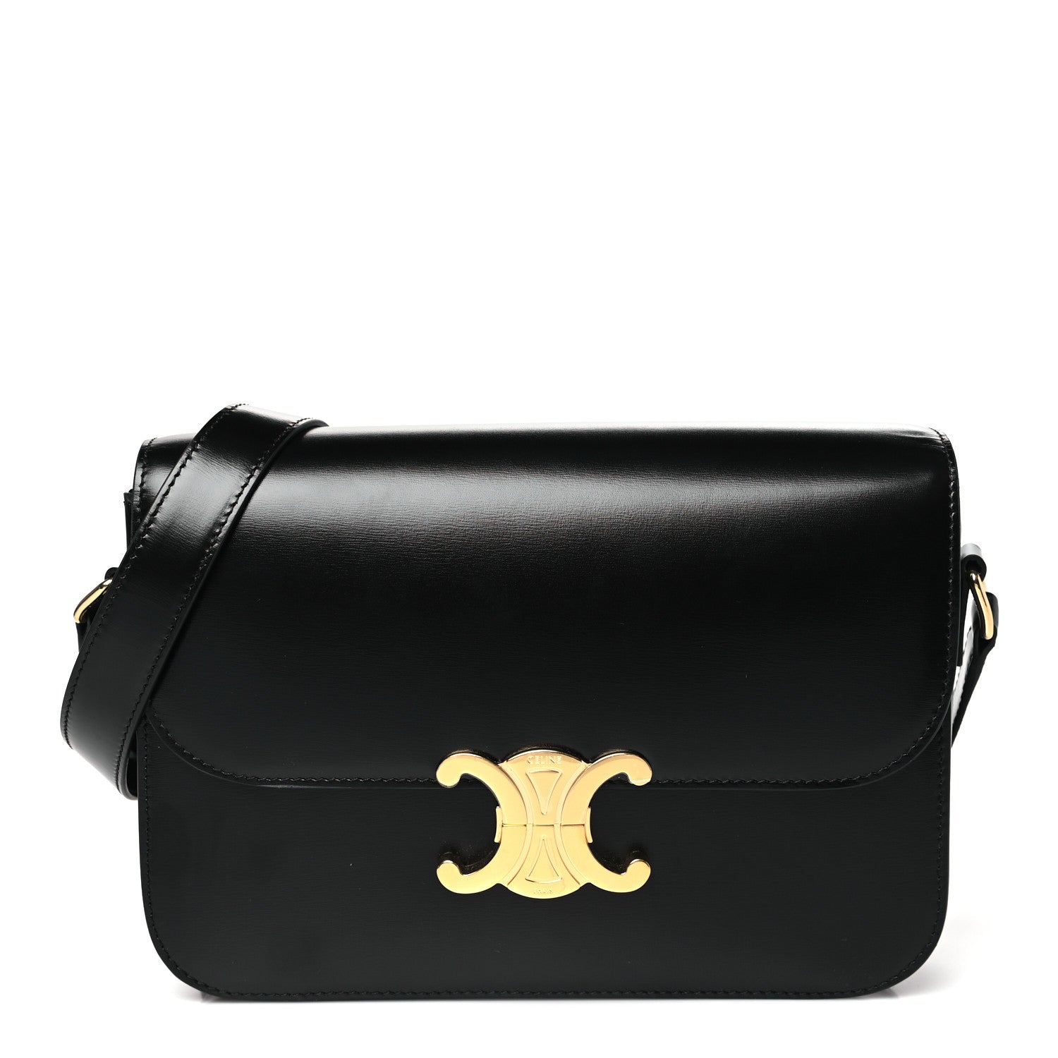 Celine Shiny Calfskin Medium Triomphe Black 1 of 10