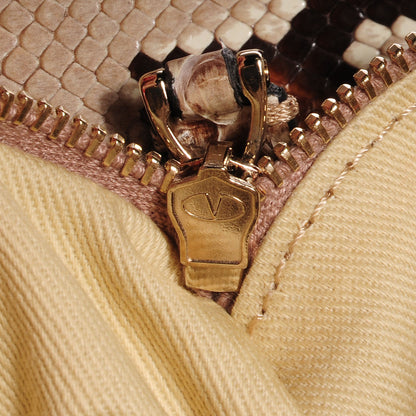 Valentino Garavani Python Rockstud Dome Satchel Ivory 9 of 9