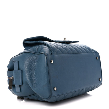 Chanel Grained Calfskin Quilted Large Casual Pocket Bowling Bag Blue 4 of 16