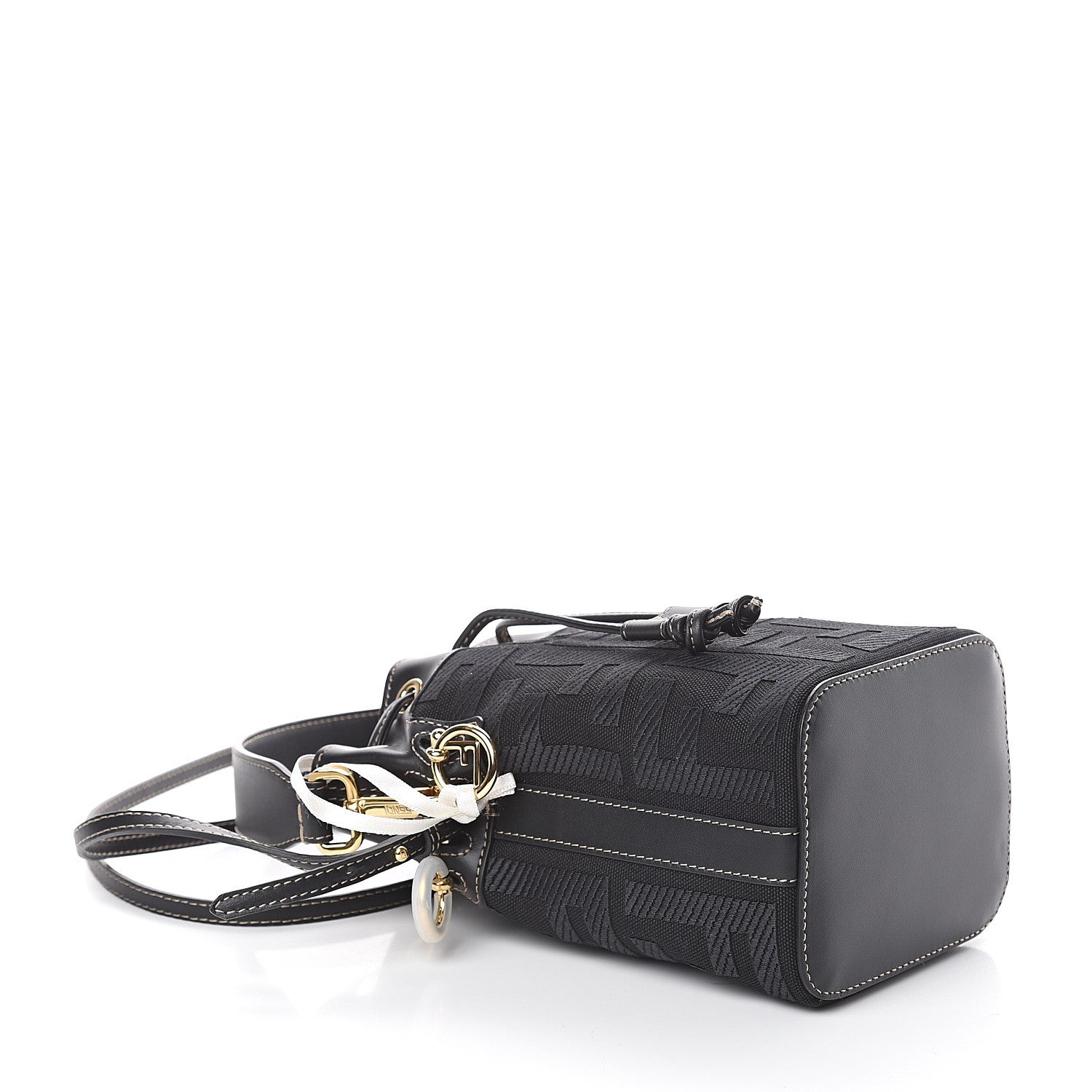 Fendi Canvas Vitello King F is Fendi FF Embroidered Mini Mon Tresor Bucket Bag Black 3 of 7