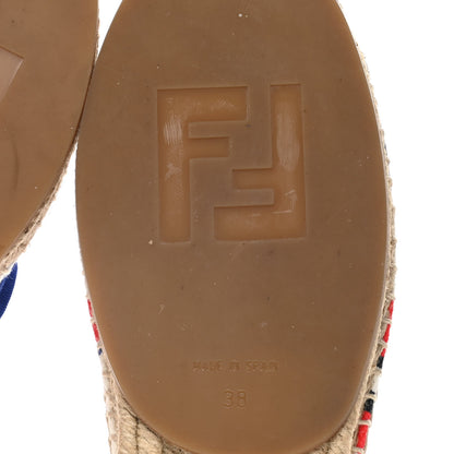 Fendi Canvas Fendi Roma Printed Espadrille 38 Blue Multicolor 7 of 10