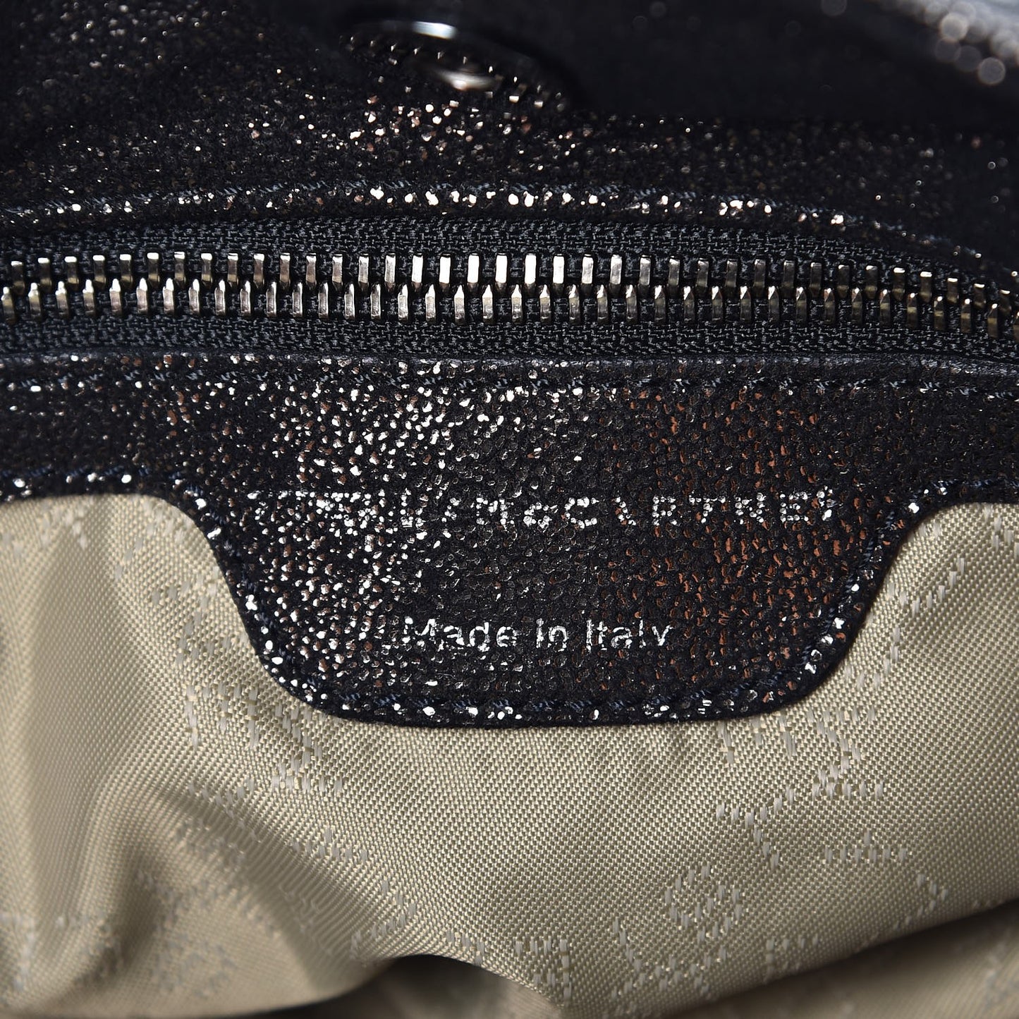 Chamois Shiny Dotted Large Falabella Bucket Bag Ruthenium