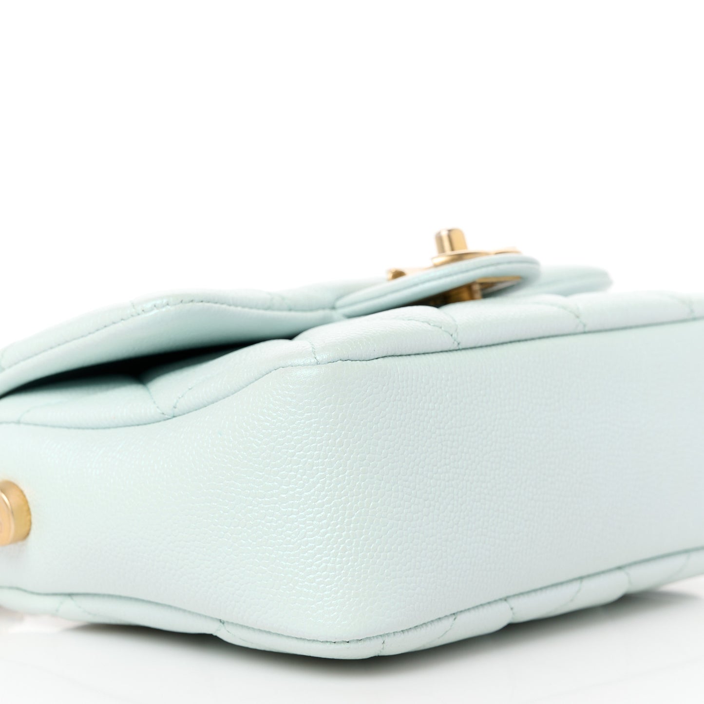 Iridescent Caviar Quilted Mini My Perfect Flap Light Green