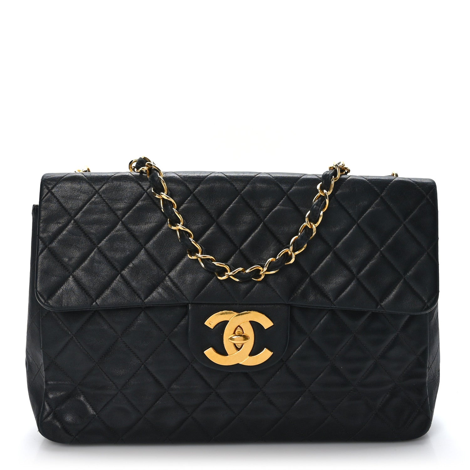 Chanel Lambskin Quilted XL Jumbo Single Flap Black 1 of 10