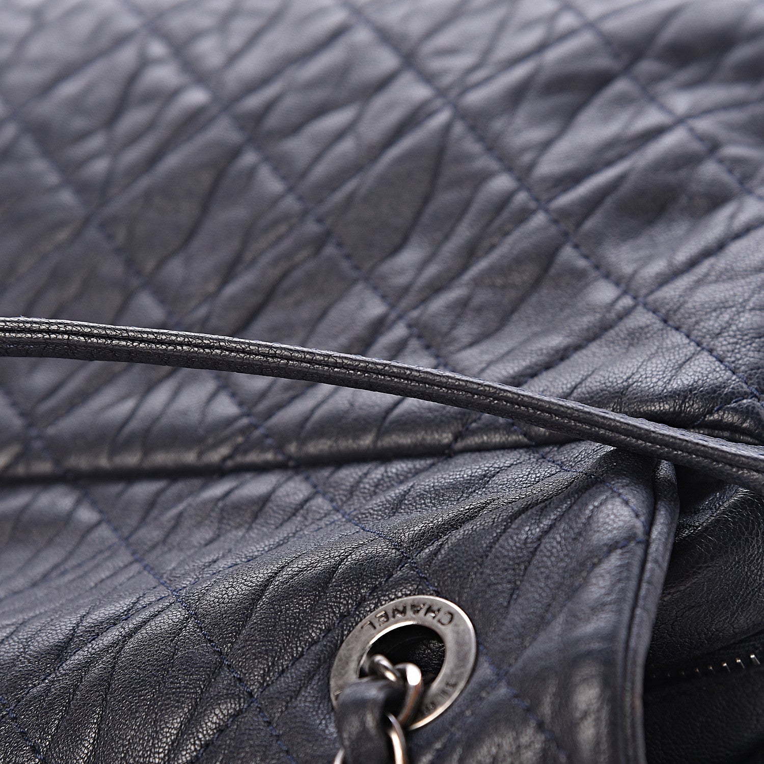 Chanel Sheepskin Quilted Jumbo Easy Flap Navy Blue 13 of 18